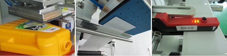 સપાટ સપાટી માટે સ્પાઉટ બેગ્સ પ્લાસ્ટિક બેગ લેબલીંગ મશીન સેમી ઓટોમેટિક