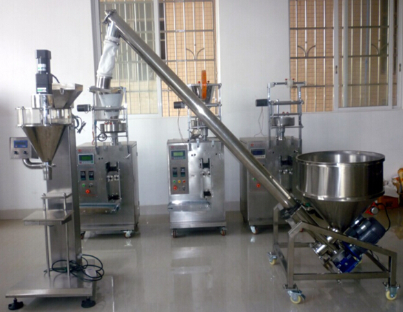 auger filler equipment મશીનો.jpg ભરવા માટે પંક્તિમાં બે